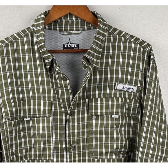 Habit Other - Habit Fisherman Shirt Ivy Green Plaid Long Sleeve Outdoor Vented XL- UPF40